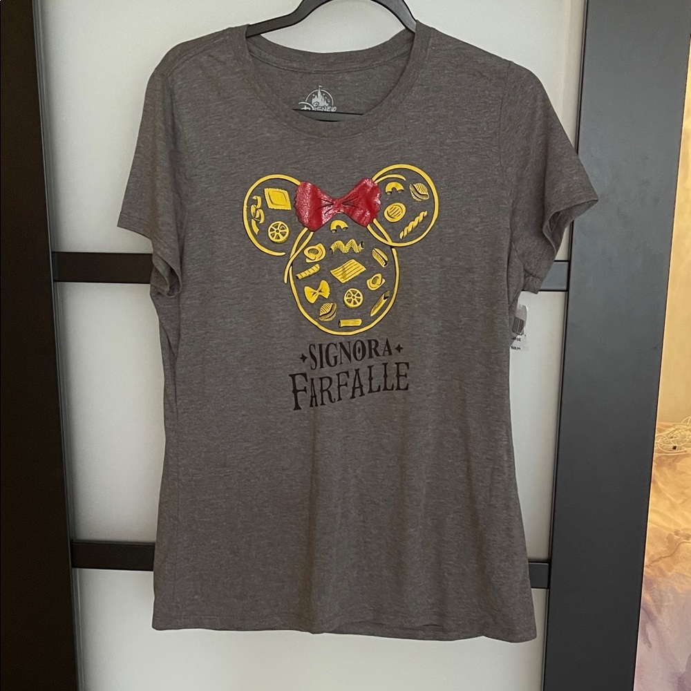 Disney Gray T-Shirt with Yellow and Red Bow Design